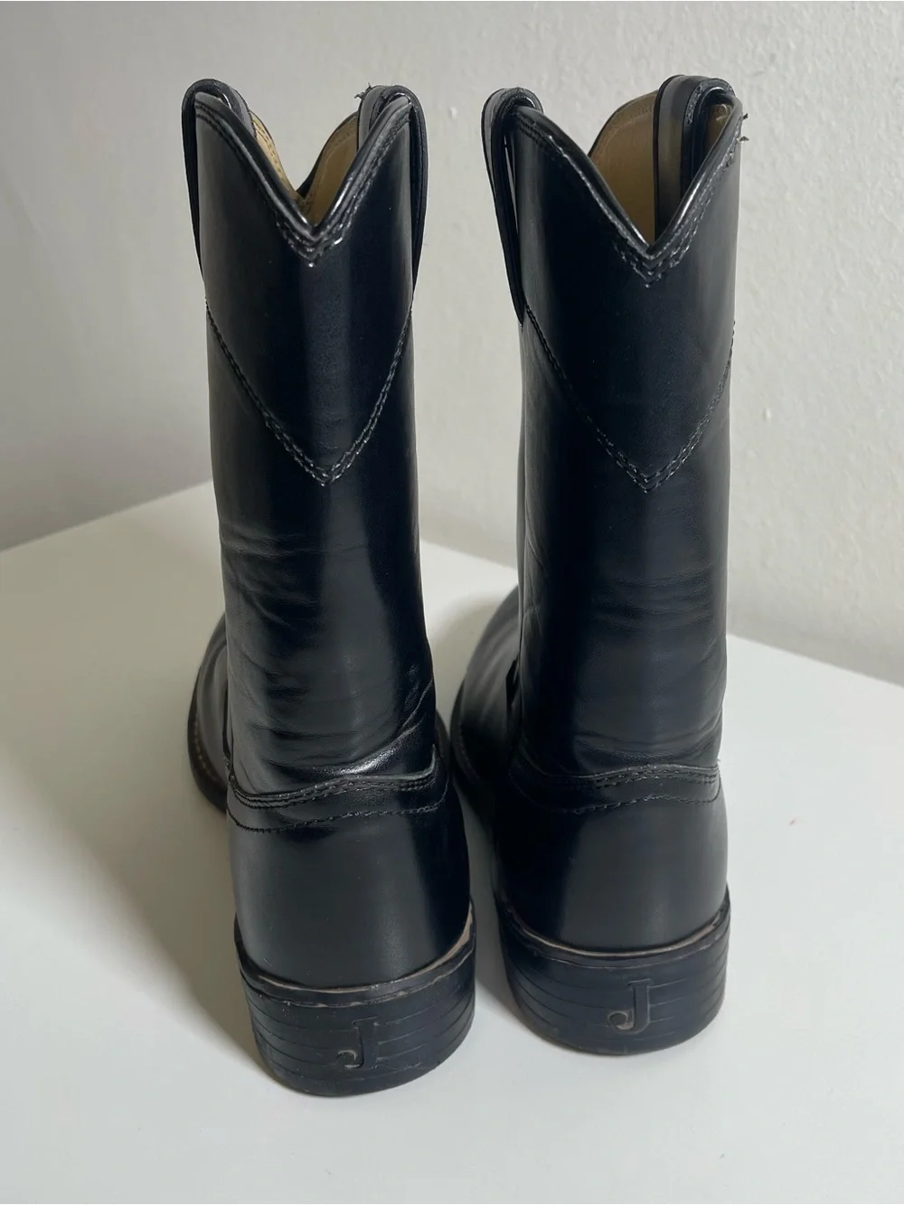 Justin Boots Temple Round Toe Cowboy Mens Black Casual Boots JB3000 Size 10.5 D